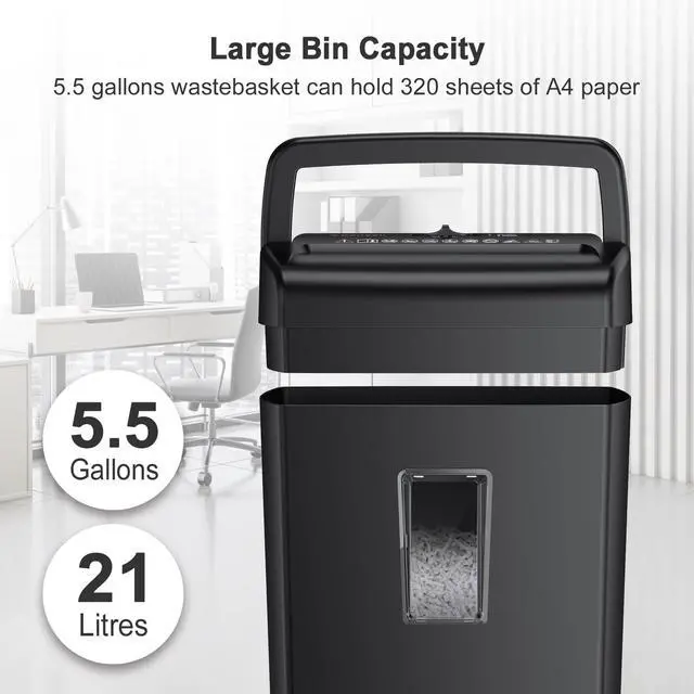 Alt view image 4 of 7 - 10-Sheet Cross Cut Paper Shredder, 5.5 Gal Home Office Heavy Duty Shredder for Credit Card, Staple, Clip with Transparent Window(C209-D)
