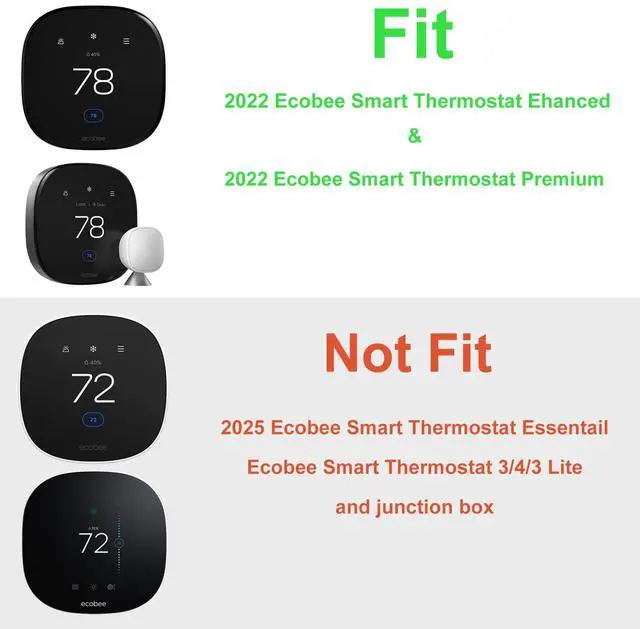Alt view image 2 of 5 - Wall Plate Cover Compatible with New 2022 Ecobee Smart Thermostat Premium & 2022 Ecobee Smart Thermostat Enhanced, Programmable WiFi Thermostat Accessory, White