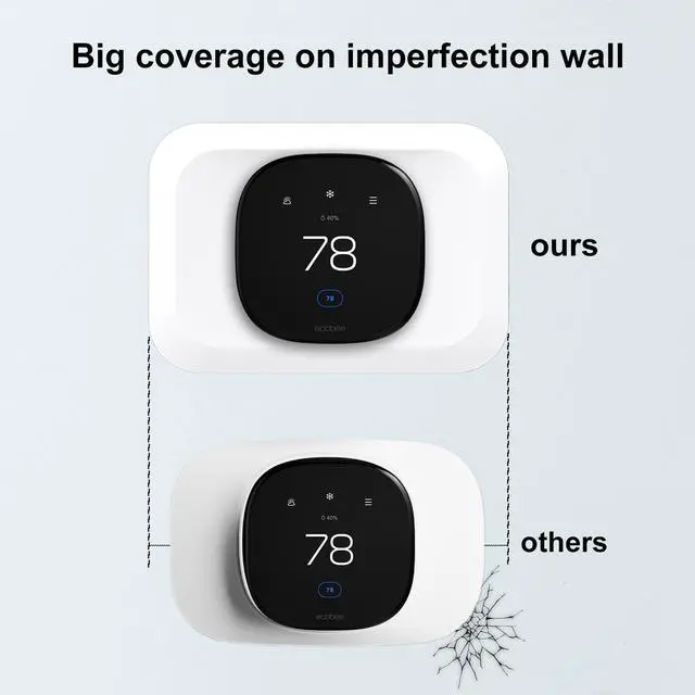 Alt view image 3 of 5 - Wall Plate Cover Compatible with New 2022 Ecobee Smart Thermostat Premium & 2022 Ecobee Smart Thermostat Enhanced, Programmable WiFi Thermostat Accessory, White