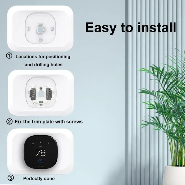 Alt view image 5 of 5 - Wall Plate Cover Compatible with New 2022 Ecobee Smart Thermostat Premium & 2022 Ecobee Smart Thermostat Enhanced, Programmable WiFi Thermostat Accessory, White