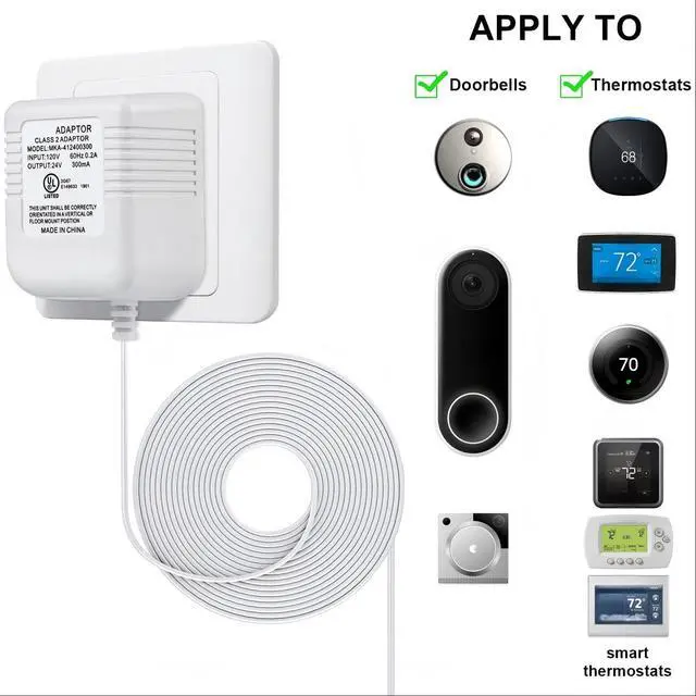 Alt view image 3 of 7 - 24 Volt C Wire Adapter for Smart Thermostat, UL Listed 16.5ft Long Power Connector C Wire for All Versions of Smart Thermostat Compatible with Nest/Honeywell/Ecobee/Wyze