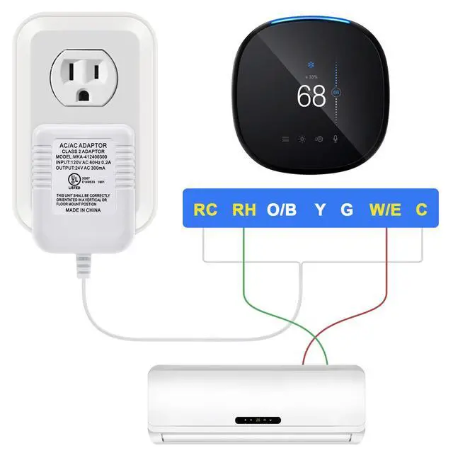 Alt view image 4 of 7 - 24 Volt C Wire Adapter for Smart Thermostat, UL Listed 16.5ft Long Power Connector C Wire for All Versions of Smart Thermostat Compatible with Nest/Honeywell/Ecobee/Wyze