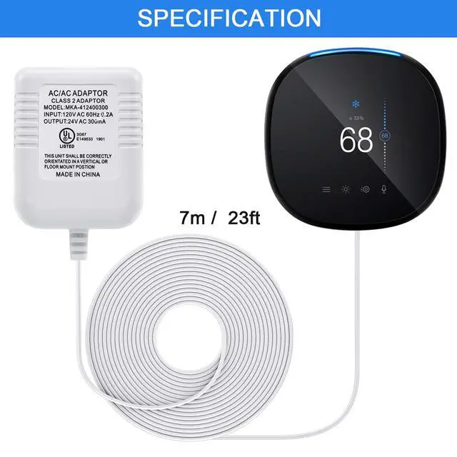 Alt view image 6 of 7 - 24 Volt C Wire Adapter for Smart Thermostat, UL Listed 16.5ft Long Power Connector C Wire for All Versions of Smart Thermostat Compatible with Nest/Honeywell/Ecobee/Wyze