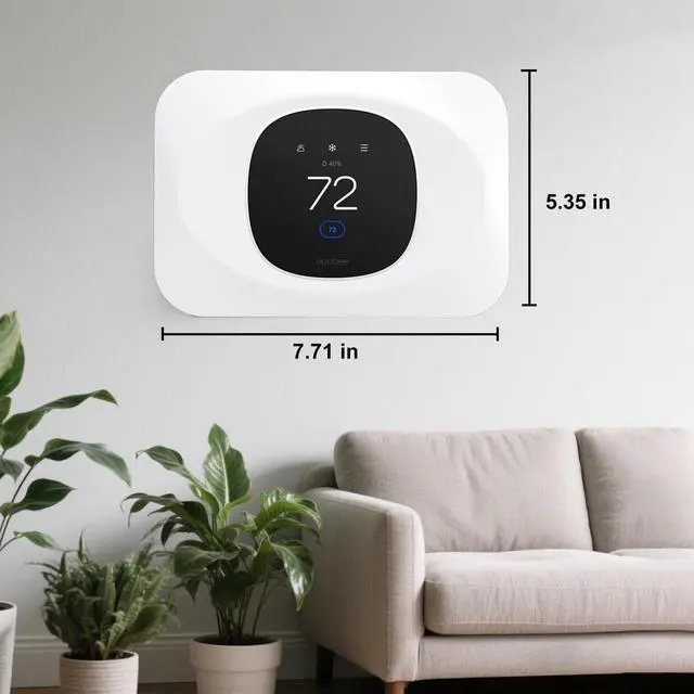 Alt view image 3 of 6 - Wall Plate Cover Compatible with New 2025 Ecobee Smart Thermostat Essential, Practical Ecobee Thermostat Trim Kit, Programmable WiFi Thermostat Accessory (1, Pure White)