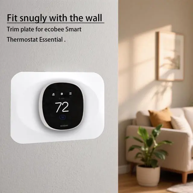 Alt view image 5 of 6 - Wall Plate Cover Compatible with New 2025 Ecobee Smart Thermostat Essential, Practical Ecobee Thermostat Trim Kit, Programmable WiFi Thermostat Accessory (1, Pure White)