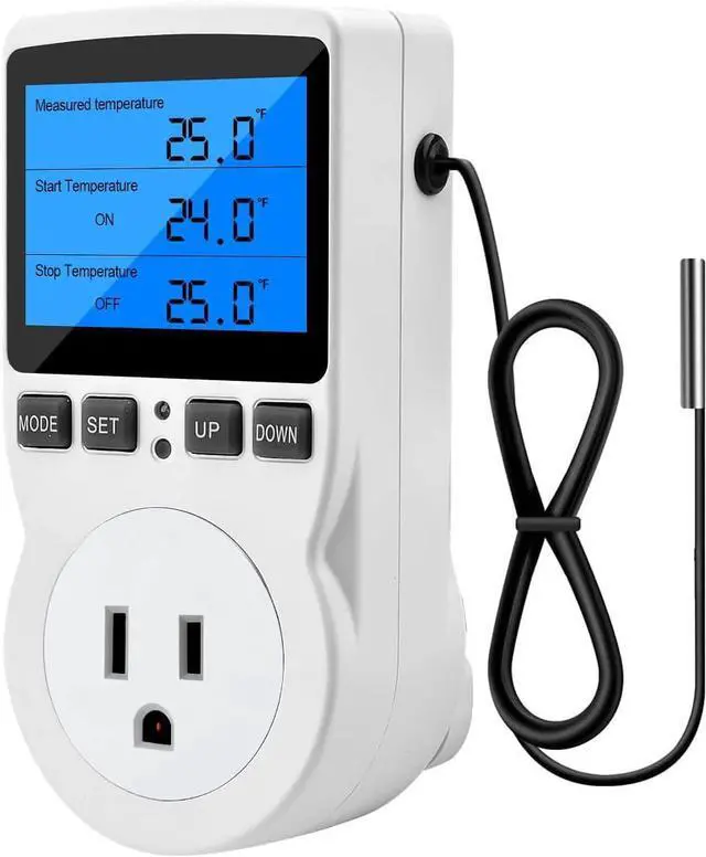 Main image of Digital Thermostat Controller - Plug-in Temperature Controller for RVs, Reptile Terrariums, and Greenhouses (1800W, -40°F to 248°F)