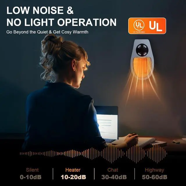 Alt view image 3 of 7 - Upgrade Smart Plug in Wall Space Heater,450W Programmable Portable Electric Small Safe Heater,Adjustable Thermostat Timer,Overheat Protection,LED Display (White-Smart)