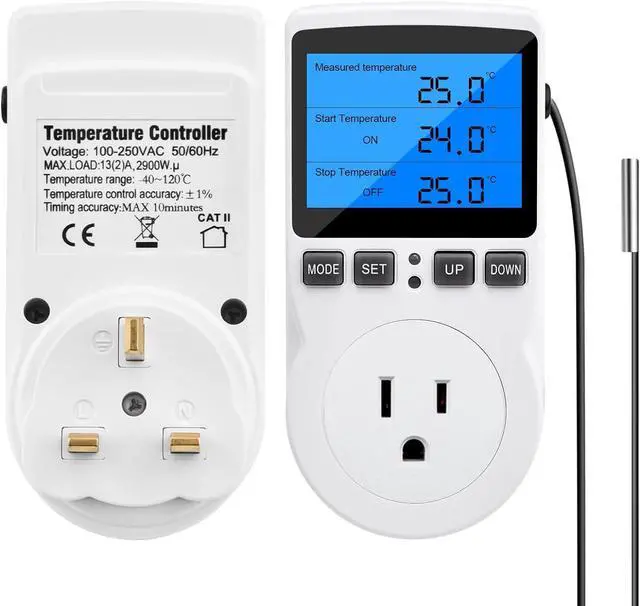 Alt view image 7 of 7 - Digital Thermostat Controller - Plug-in Temperature Controller for RVs, Reptile Terrariums, and Greenhouses (1800W, -40°F to 248°F)