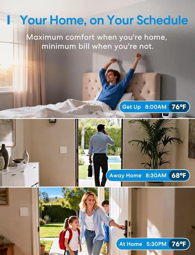 Alt view image 6 of 7 - Smart Thermostat for Home, WiFi Thermostat Works with Matter, Alexa, Apple Home, Google Assistant, App & Voice Control, 7x24h Scheduling, Energy Saving, C-Wire Required