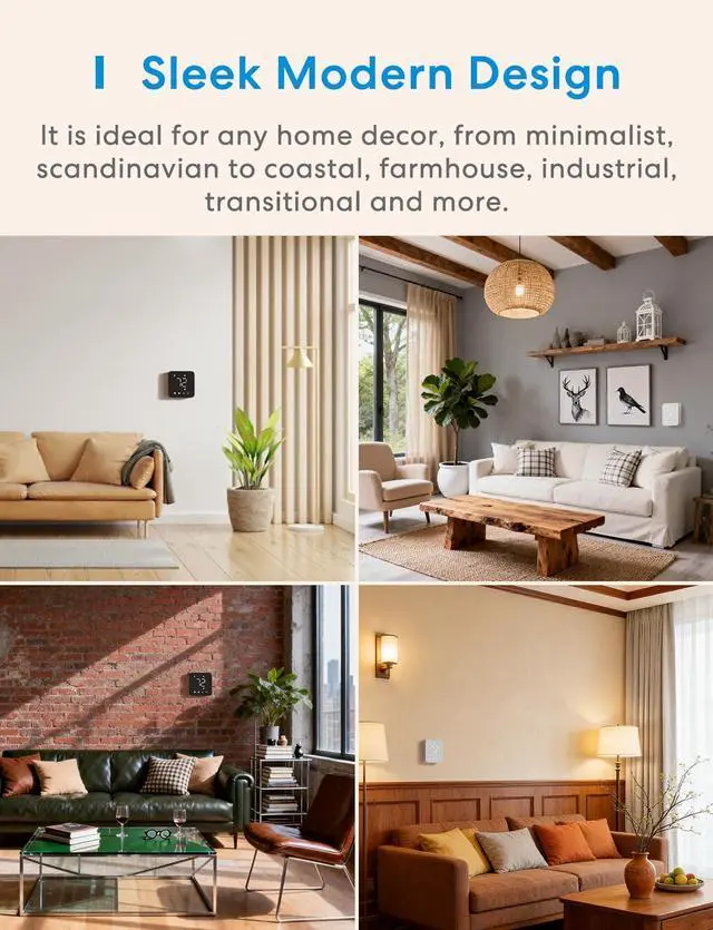 Alt view image 7 of 7 - Smart Thermostat for Home, WiFi Thermostat Works with Matter, Alexa, Apple Home, Google Assistant, App & Voice Control, 7x24h Scheduling, Energy Saving, C-Wire Required