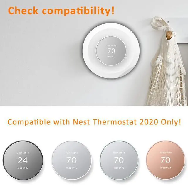 Alt view image 2 of 7 - Wall Plate Made for The Nest Thermostat 2020 Only | Google Nest Thermostat Trim Kit Accessory | Easy Installation | Snow