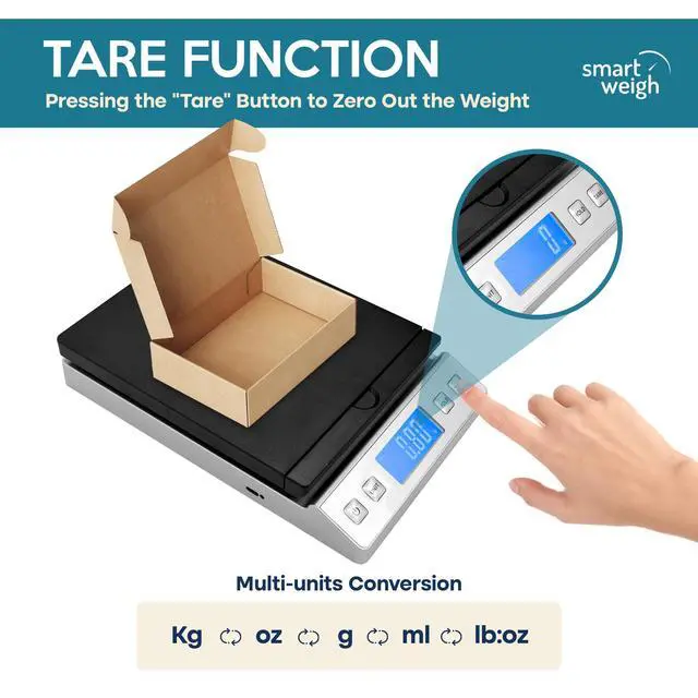 Alt view image 7 of 7 - Digital Postal Shipping Scale, 66 lb Capacity, 0.3 oz Readability, Hold & Tare Function, High-Accuracy Scale, Includes Batteries & USB-C