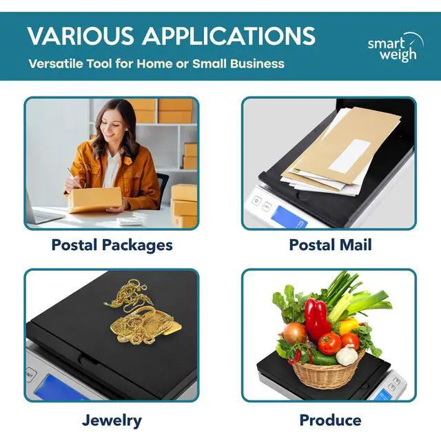 Alt view image 6 of 7 - Digital Postal Shipping Scale, 66 lb Capacity, 0.3 oz Readability, Hold & Tare Function, High-Accuracy Scale, Includes Batteries & USB-C