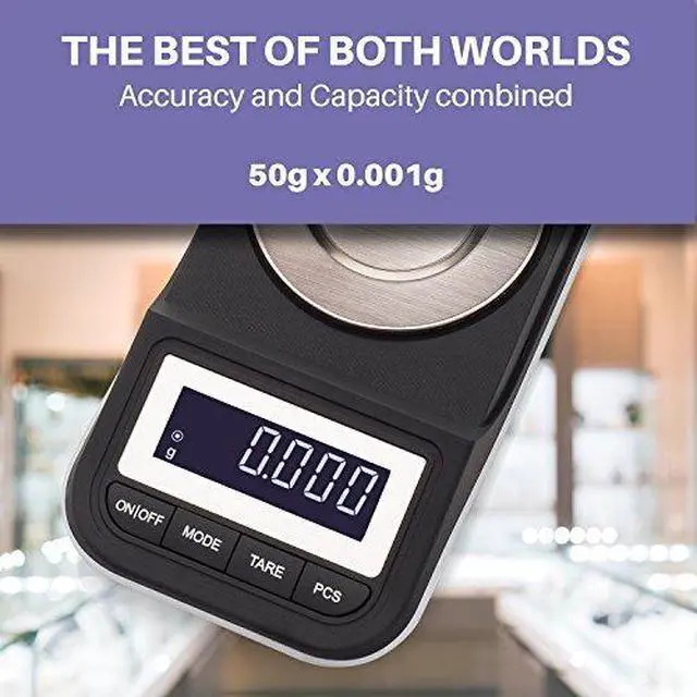 Alt view image 5 of 7 - 50g x 0.001 Grams, Premium High Precision Digital Milligram Scale, Includes Tweezers, Calibration Weights,Three Weighing Pans and Case