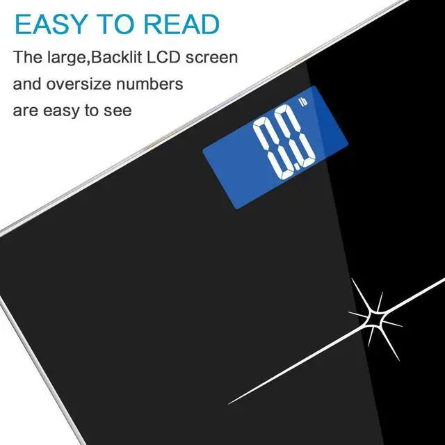 Alt view image 3 of 7 - Extra-Wide/Ultra-Thick Digital Body Weight Bathroom Scale with 3 Inch Large Easy Read Backlit LCD Display Max Capacity 400lb Step-on Technology, Black