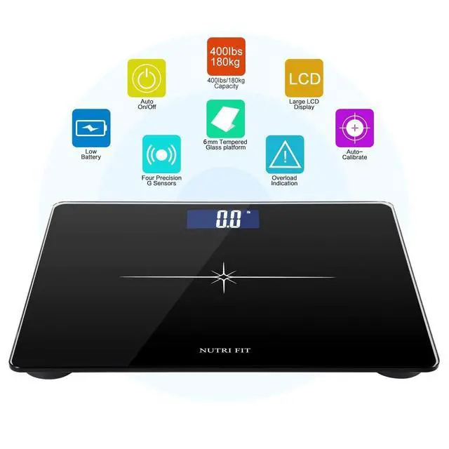 Alt view image 4 of 7 - Extra-Wide/Ultra-Thick Digital Body Weight Bathroom Scale with 3 Inch Large Easy Read Backlit LCD Display Max Capacity 400lb Step-on Technology, Black