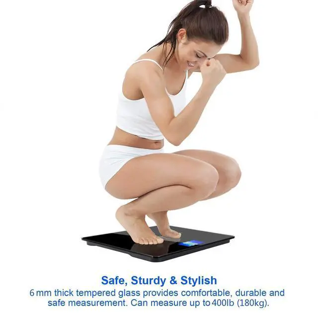 Alt view image 6 of 7 - Extra-Wide/Ultra-Thick Digital Body Weight Bathroom Scale with 3 Inch Large Easy Read Backlit LCD Display Max Capacity 400lb Step-on Technology, Black