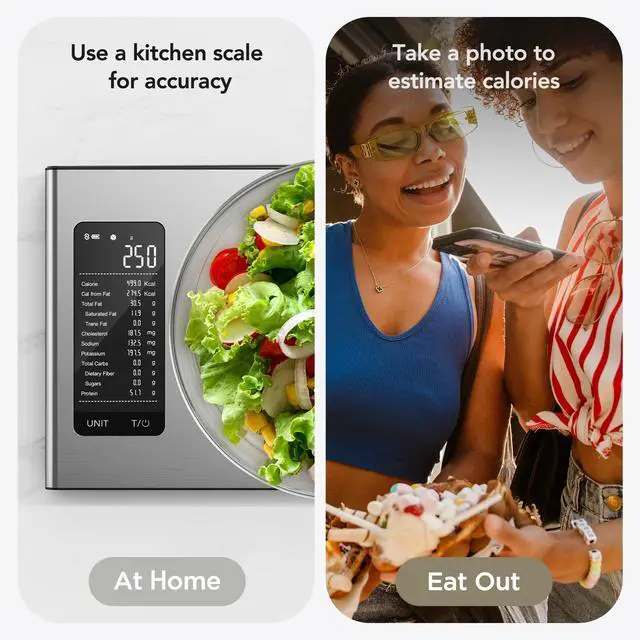 Alt view image 4 of 7 - Smart Food Kitchen Scale with Nutritional Calculator, Free APP for Calorie & Macro Tracking, AI Powered, Goal Progress, Digital Calorie Scale for Weight Loss, Stainless Steel, 22lb