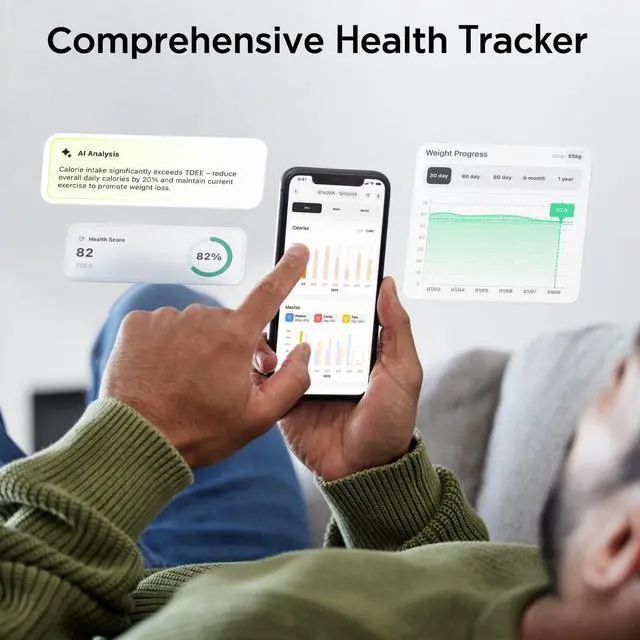 Alt view image 6 of 7 - Smart Food Kitchen Scale with Nutritional Calculator, Free APP for Calorie & Macro Tracking, AI Powered, Goal Progress, Digital Calorie Scale for Weight Loss, Stainless Steel, 22lb