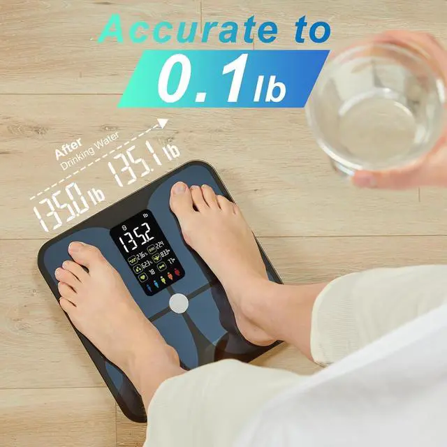 Alt view image 5 of 7 - Scale for Body Weight, Smart Digital Bathroom Weight Scale with BMI Muscle Mass 20 Body Composition Metrics,4.68"Large Display Body Fat Scales, Heart Rate, Accurate Bluetooth Weighing with App