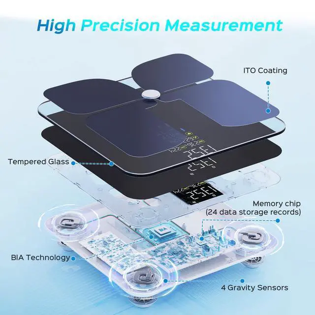 Alt view image 6 of 7 - Scale for Body Weight, Smart Digital Bathroom Weight Scale with BMI Muscle Mass 20 Body Composition Metrics,4.68"Large Display Body Fat Scales, Heart Rate, Accurate Bluetooth Weighing with App
