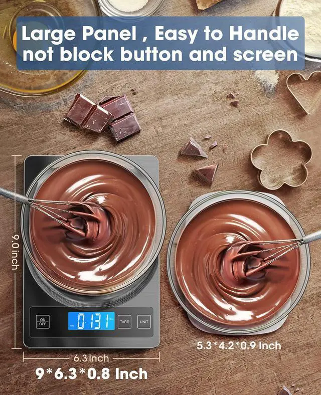 Alt view image 2 of 7 - Food Scale, 22lb Digital Kitchen Stainless Steel Scale Weight Grams and oz for Cooking Baking, 1g/0.1oz Precise Graduation,Tempered Glass