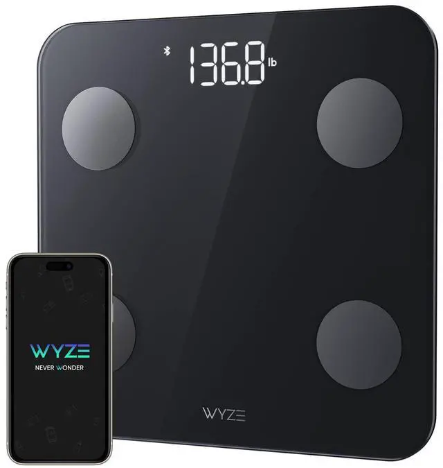 Main image of Scale S, Scale for Body Weight, Digital Bathroom Scale for Body Fat, BMI, Muscle, Heart Rate, Body Composition Analyzer with App, Batteries Included, Bluetooth, 400 lb, Black