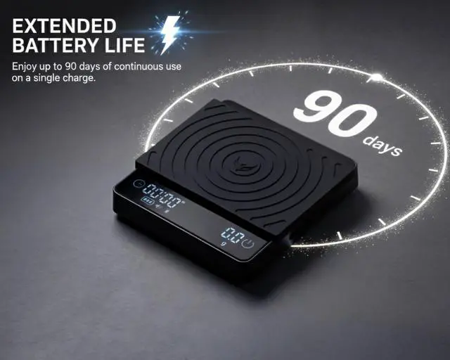 Alt view image 2 of 6 - Smart Coffee Scale Easy Use Digital Espresso Scale with Timer, Auto Tare & Flow Rate Indicator Compact Rechargeable Weight Scale for Drip Coffee, Pour Over & Matcha