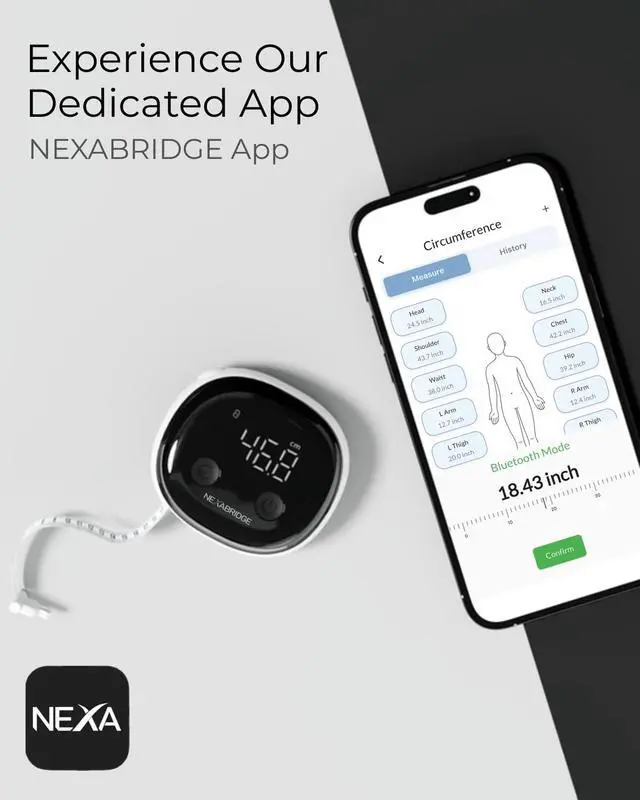 Alt view image 2 of 7 - Smart Body Tape Measure, Track Measurements Bluetooth Dedicated App, Digital Measuring for Weight Loss, Muscle Gain, Fitness Shape, Multi Users, Retractable, USB-C, 60 in / 150 cm