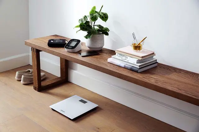 Alt view image 2 of 4 - Digital Scale with Bluetooth Connectivity (SC -150) - 330 lb Weight Capacity - Use with Free OMRON Connect App - Light Gray