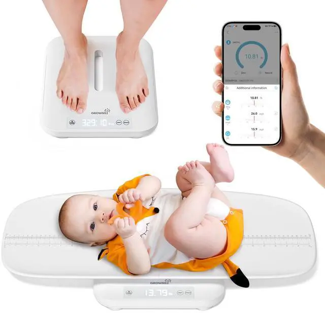 Main image of Smart Baby/Pet Scale,Digital Baby Weight Scale with App for Tracking Growth of Infant, Toddler,Puppy,and CatSupports Up to 330 lbs, with Hold Function, 27-inch Height Measurement,5 Units