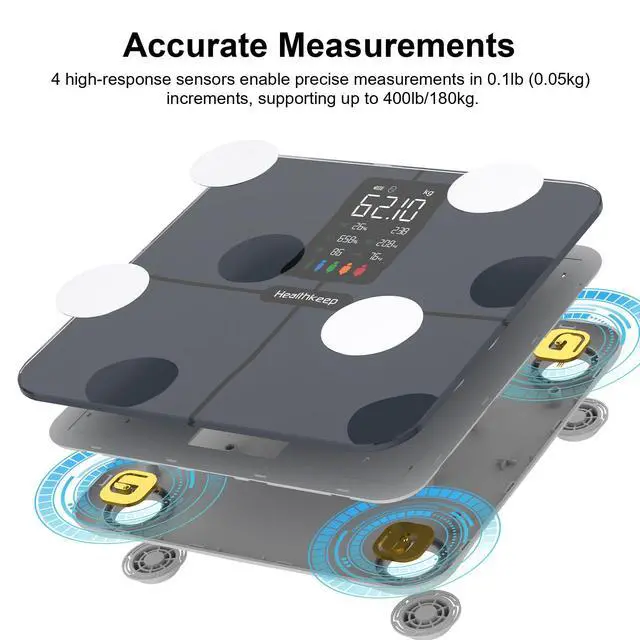 Alt view image 7 of 7 - Smart Scale for Body Weight Large Backlit Display UltraPrecise Bathroom Weight Scale with 15 Body Composition Metrics, App Sync Bluetooth & MultiUser Profiles, FSA&HSA Eligible