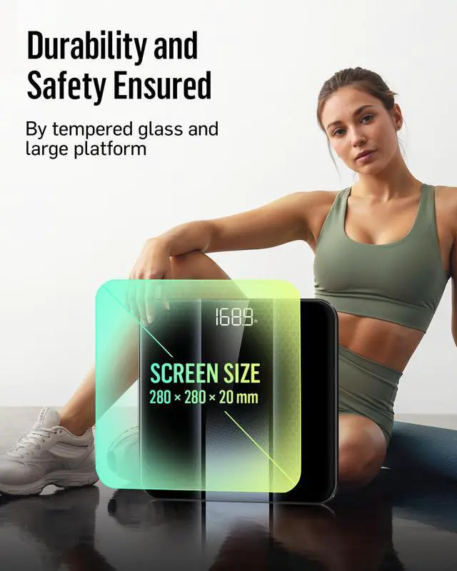 Alt view image 3 of 7 - Digital Bathroom Scale for Body Weight with High Precision, Clear LED Backlight Display, Accurate Scale with 6mm Tempered Glass, 400lb, Silver