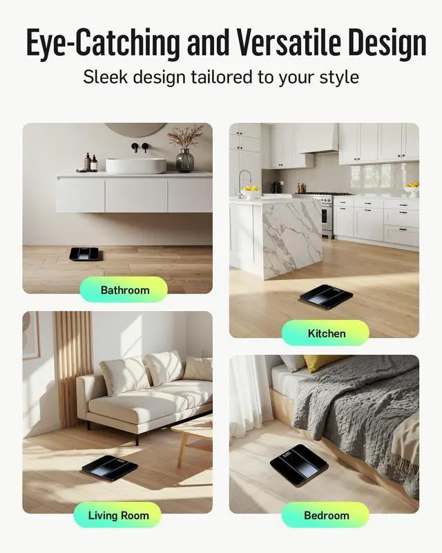 Alt view image 7 of 7 - Digital Bathroom Scale for Body Weight with High Precision, Clear LED Backlight Display, Accurate Scale with 6mm Tempered Glass, 400lb, Silver