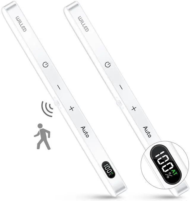 Main image of Under Cabinet Lights Rechargeable, Battery Display, 60 LED Touch Light Bar, Motion Sensor Light Indoor, Battery Operated Closet Light Wireless, Stick on Under Counter Lights for Kitchen(2 Pack)