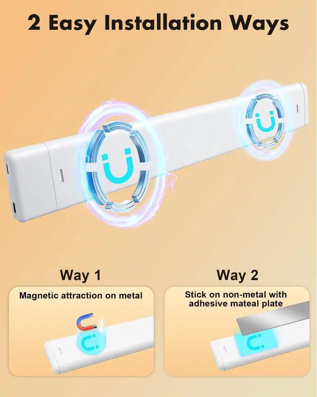 Alt view image 6 of 7 - 6 Pack Under Cabinet Lighting, 3 Color Temps Motion Sensor Light Indoor, Rechargeable Battery Operated Lights, Wireless Magnetic Light Bar for Kitchen Counter Closet Stair Shelf Display