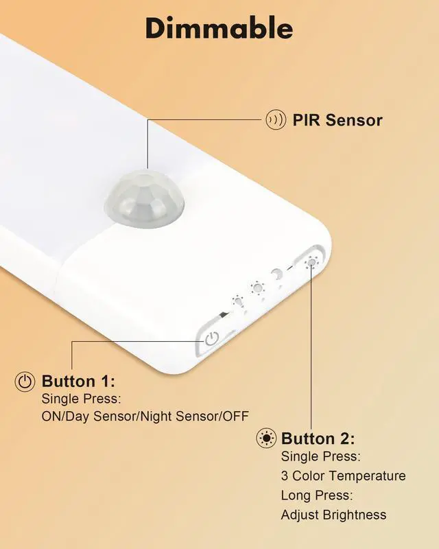Alt view image 7 of 7 - 6 Pack Under Cabinet Lighting, 3 Color Temps Motion Sensor Light Indoor, Rechargeable Battery Operated Lights, Wireless Magnetic Light Bar for Kitchen Counter Closet Stair Shelf Display