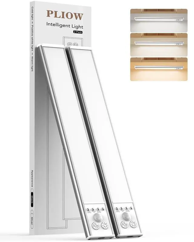 Main image of LED Under Cabinet Lighting | 2000mAh Motion Sensor Under Counter Lights for Kitchen | USB Rechargeable Cabinet Lighting Wireless Dimmable Night Light for Closet Wardrobe Cupboard Stairs, 2 Pack