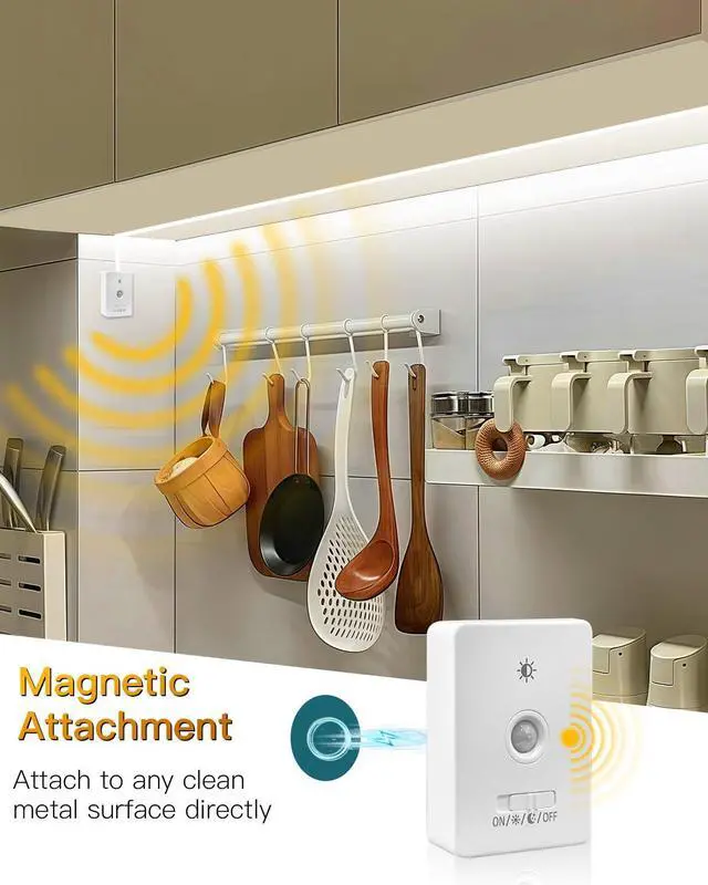 Alt view image 7 of 7 - Under Cabinet Lighting Wireless, 2 Pack 5000mAh 13FT COB Motion Sensor Led Light Strips Indoor, Rechargeable Battery Powered Motion Activated Stair Shelf Closet Cabinet Counter Led Strip Tape Lights