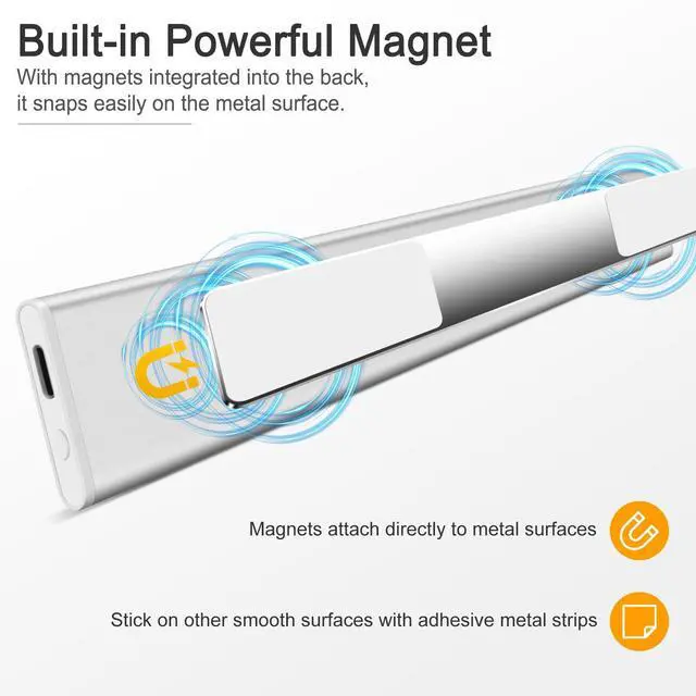 Alt view image 7 of 7 - Under Cabinet Lights, 46 LED lights Battery Operated Motion Sensor Light Indoor, USB C Rechargeable Closet Lights Motion Sensored, 1500mah Wireless Magnetic Light for Kitchen Night Stairs (2 Pack)