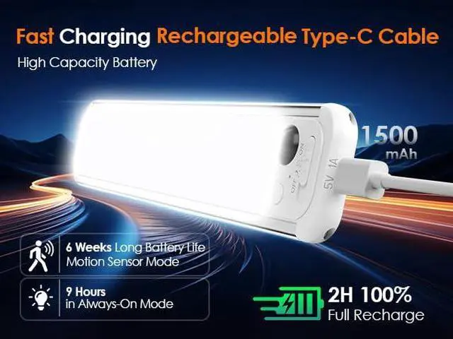 Alt view image 7 of 7 - 8.5" Under Cabinet Lighting 6 Pack, 3 Colors, Motion Sensor Light Indoor,48 LED Rechargeable Closet Lights, Dimmable Under Counter Lights, Stick-On Magnetic Cabinet Night Lights for Kitchen