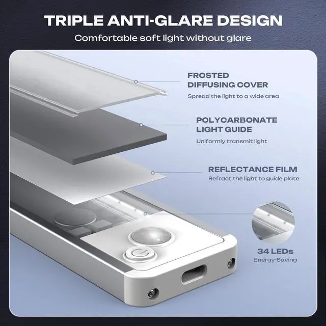 Alt view image 5 of 7 - 5 Pack Under Cabinet Lighting Wireless 2200maAh Rechargeable LED Motion Sensor Magnetic Light Indoor Closet Lights for Kitchen, Stairs Cool White