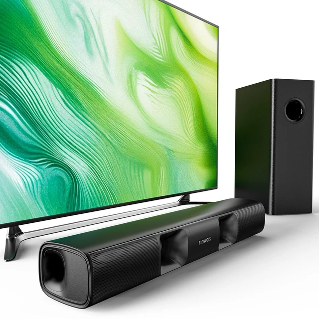 Main image of Sound Bar for Smart TV, 90W Compact Soundbar TV Speaker with Subwoofer, 2.1Channel Home Theater Surround Sound System with Crisp Vocals and Deep Bass for TV PC Projector