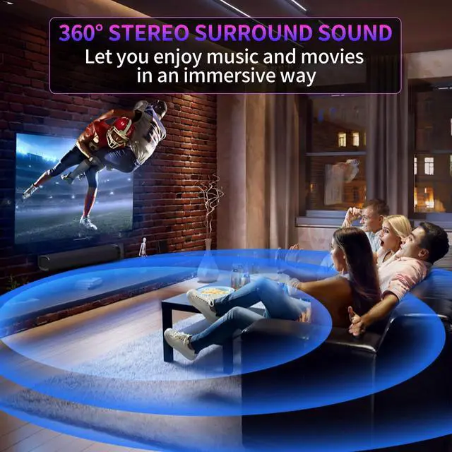 Alt view image 4 of 7 - Sound Bar for Smart TV, Sound Bar, Bluetooth Sound bar, with Optical/AUX/HD ARC, Surround Sound Speakers, Surround Sound System for TV/PC/Gaming/Projectors, Wall Mountable PC Soundbar