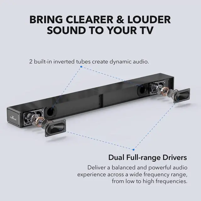 Alt view image 4 of 7 - Sound Bar for TV, Surround Sound System, TV Speaker Soundbar with Bluetooth/HDMI ARC/Optical/AUX/USB, 31 Inch