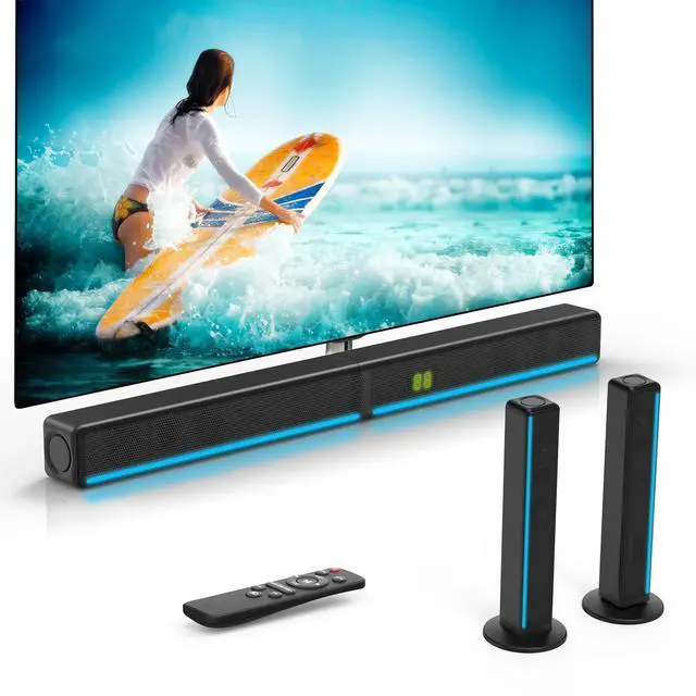 Main image of 2.2 CH Detachable Sound Bar with Built-in Dual Subwoofer, 180W RGB Bluetooth Soundbar for TV, Support HDMI ARC/Optical/AUX, Surround Speaker System for Gaming/Home Theater/PC