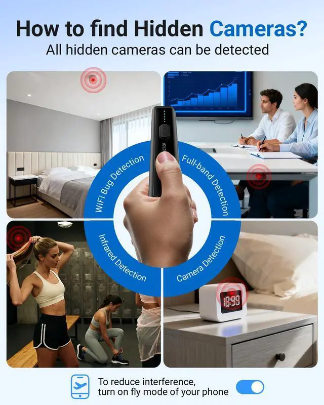 Alt view image 2 of 7 - Hidden Camera Detectors 6-in-1 Hidden Bug and Camera Detector GPS Tracker Detector for Travel, Hotels, Car