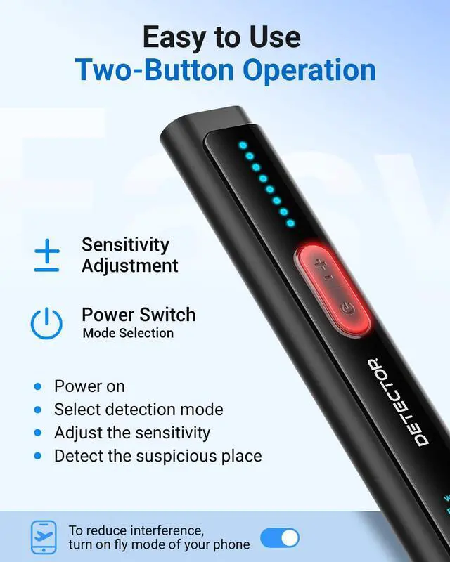 Alt view image 4 of 7 - Hidden Camera Detectors 6-in-1 Hidden Bug and Camera Detector GPS Tracker Detector for Travel, Hotels, Car