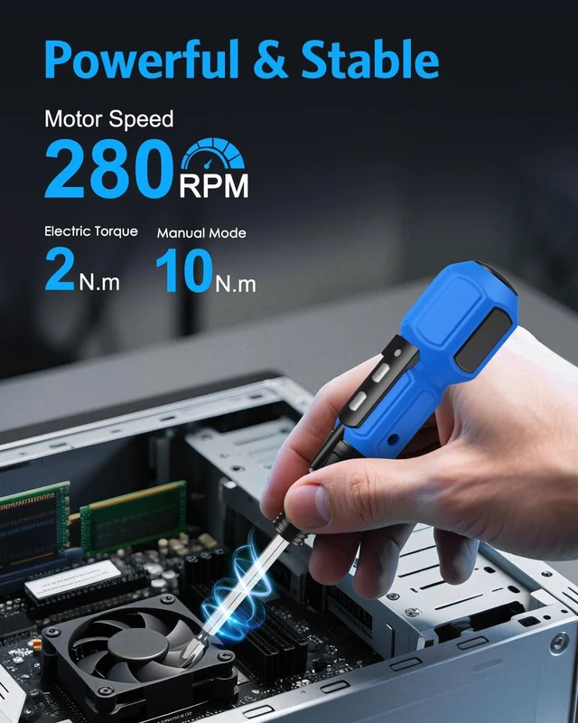Alt view image 2 of 7 - Power Screwdriver Cordless Rechargeable, Electric Screwdriver Sets, Portable Automatic Home Repair Tool Kit, Motorized Screwdriver with LED Lights and USB Cable, Blue