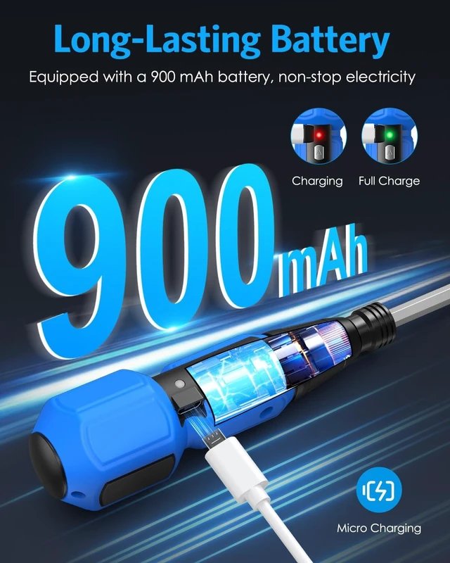 Alt view image 4 of 7 - Power Screwdriver Cordless Rechargeable, Electric Screwdriver Sets, Portable Automatic Home Repair Tool Kit, Motorized Screwdriver with LED Lights and USB Cable, Blue